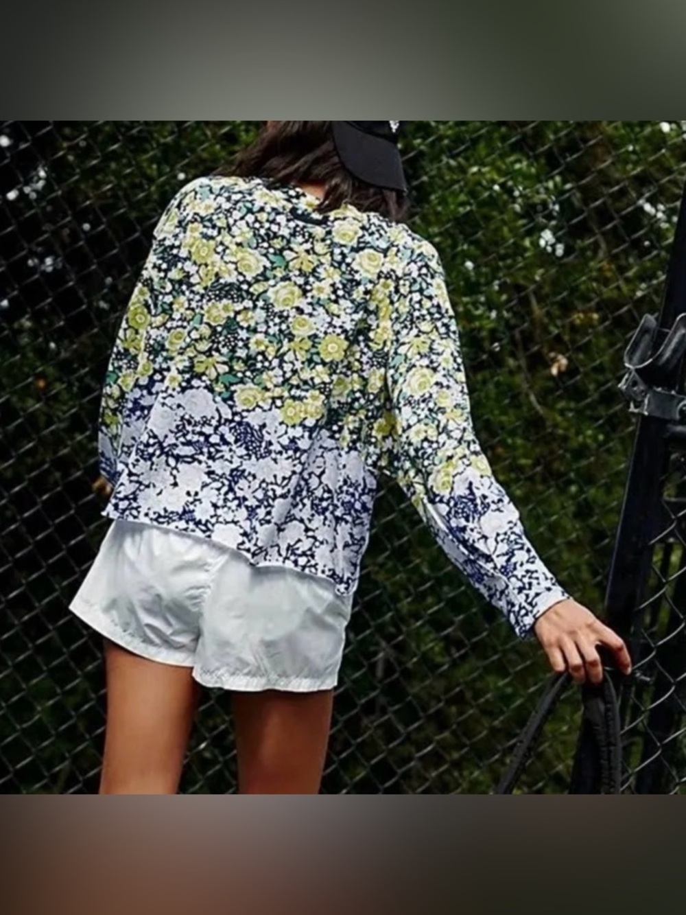 Free People Movement Floral Oversized Boxy Long Sleeve Tee - Size M - Picture 3 of 8
